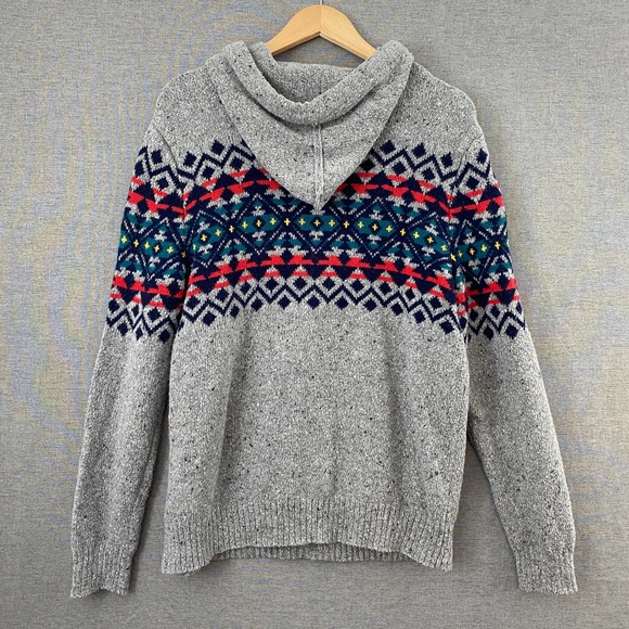 American Eagle Womens Fair Isle Hoodie Sweater Seriously Soft Size Medium - Picture 5 of 9